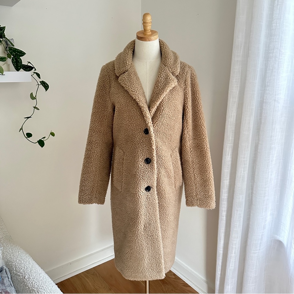 Abercrombie & Fitch Button Up Teddy Coat Brown Size Medium
